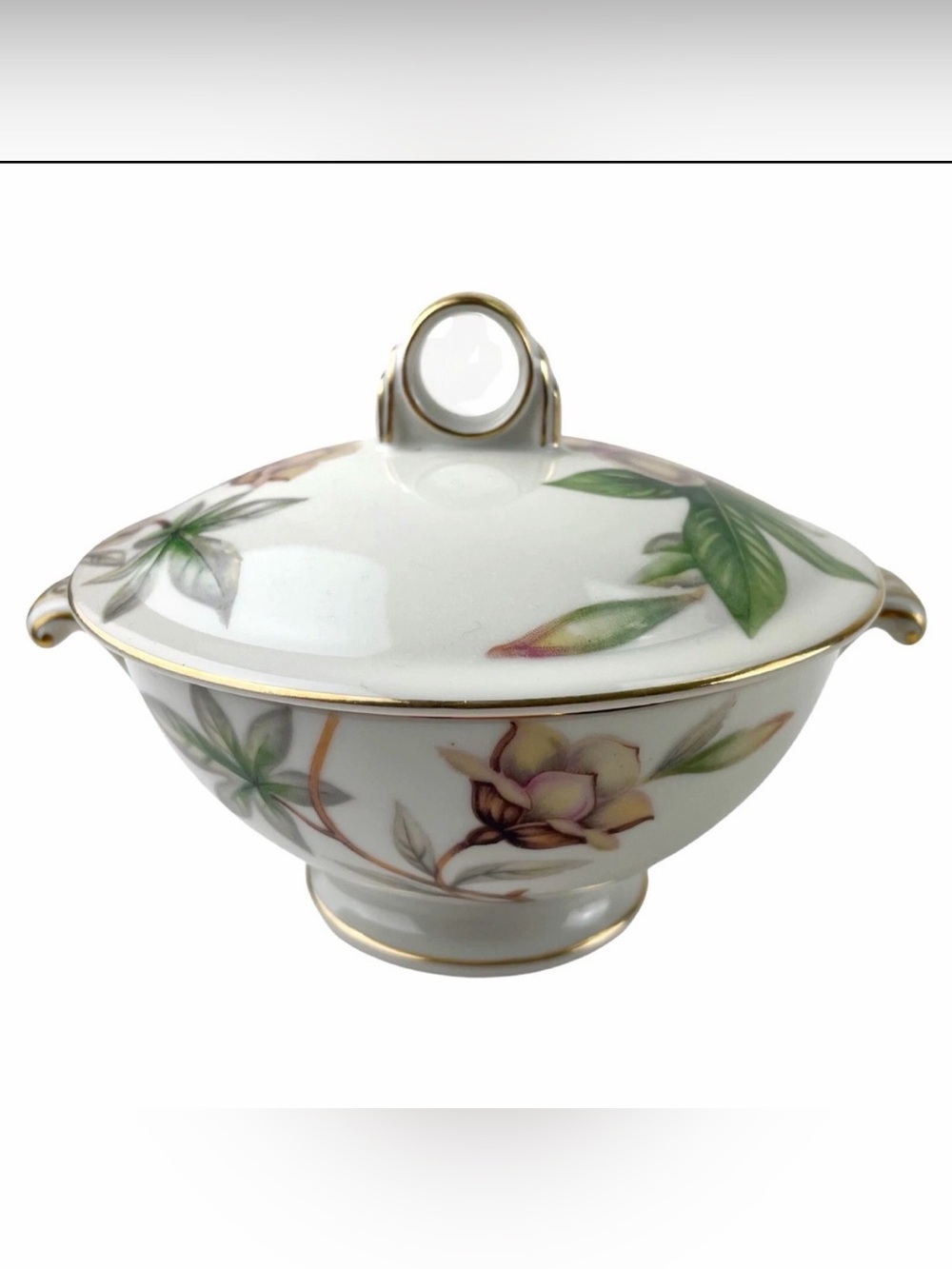 Vintage Meito China Woodrose Round Covered Sugar Bowl